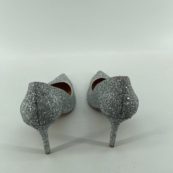BADGLEY Mischka glitter sparkly silver pump high heel New Years Christmas party - Picture 8 of 16